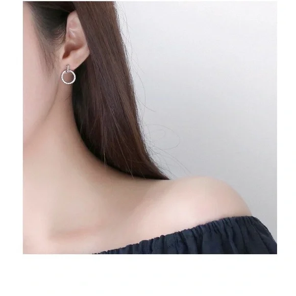 ✨NEW✨925 Sterling silver loop Earrings with Crystal Rhinestone for women